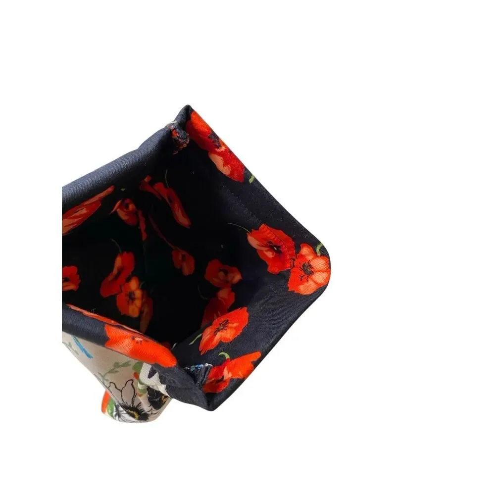 Lot of 3 Floral Reversible Fabric Snap Pouch Set Gift Card Coin Holder Organizer